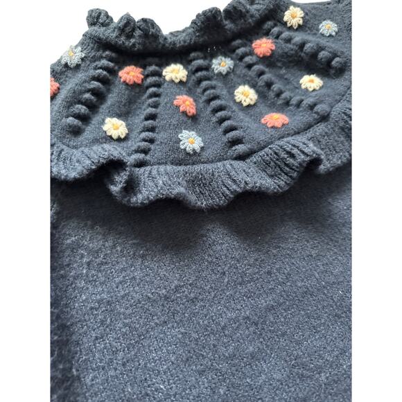 SAYLOR Preppy Embroidered Floral Pom-Pom Ruffled Sweater Size XS - Picture 5 of 8